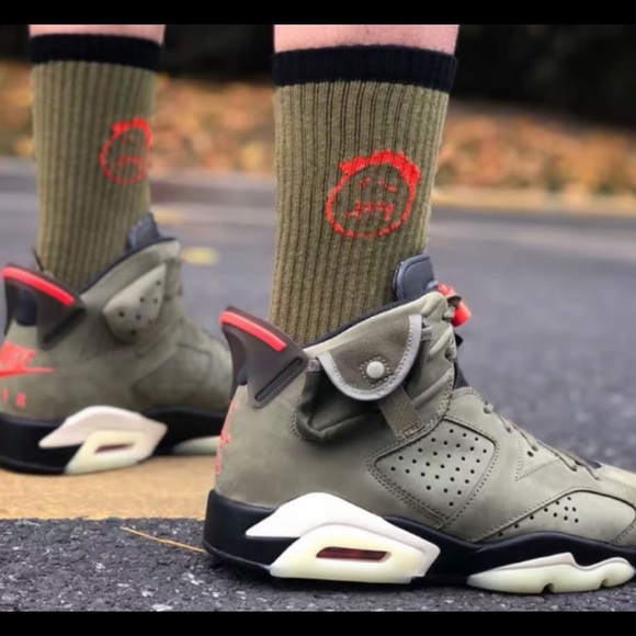 NEW Travis Scott Jordan 6 CUSTOM SOCKS Cactus Jack - Picture 1 of 4